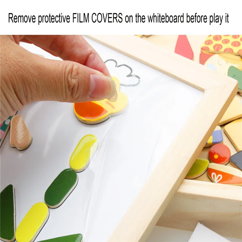Fantastic Learning Education Magnetic Puzzle Wooden Easel Dry Erase Board Puzzles Games for Kids Imagination (7)