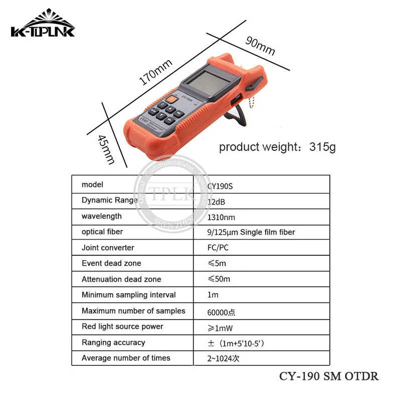 Оптическое волокно Ranger Мини Ручной OTDR CY-190S CY190S Визуальный дефектоскоп Дефектоскоп диагностическое устройство
