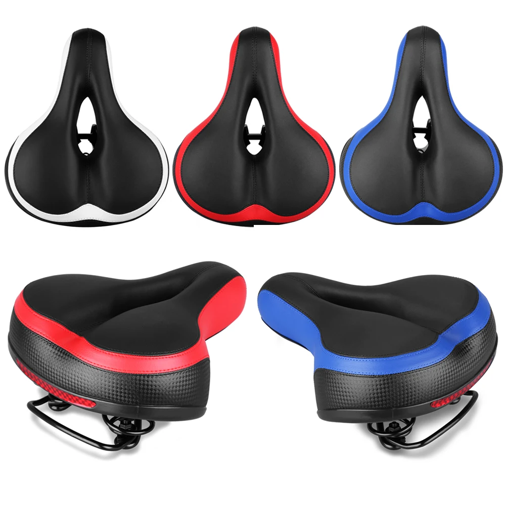 Mountain Bike Saddle Seat with Light Soft Front Saddle Cover Mat MTB Road Bicycle Saddle Cycling Bike Accessories Blue Red