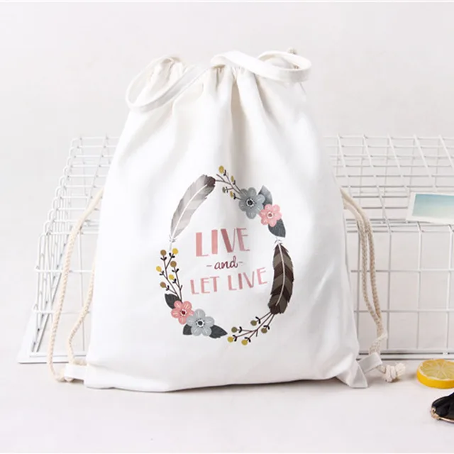 White Drawstring Bag Backpacks For Teenage Girls Fashion Women Cute