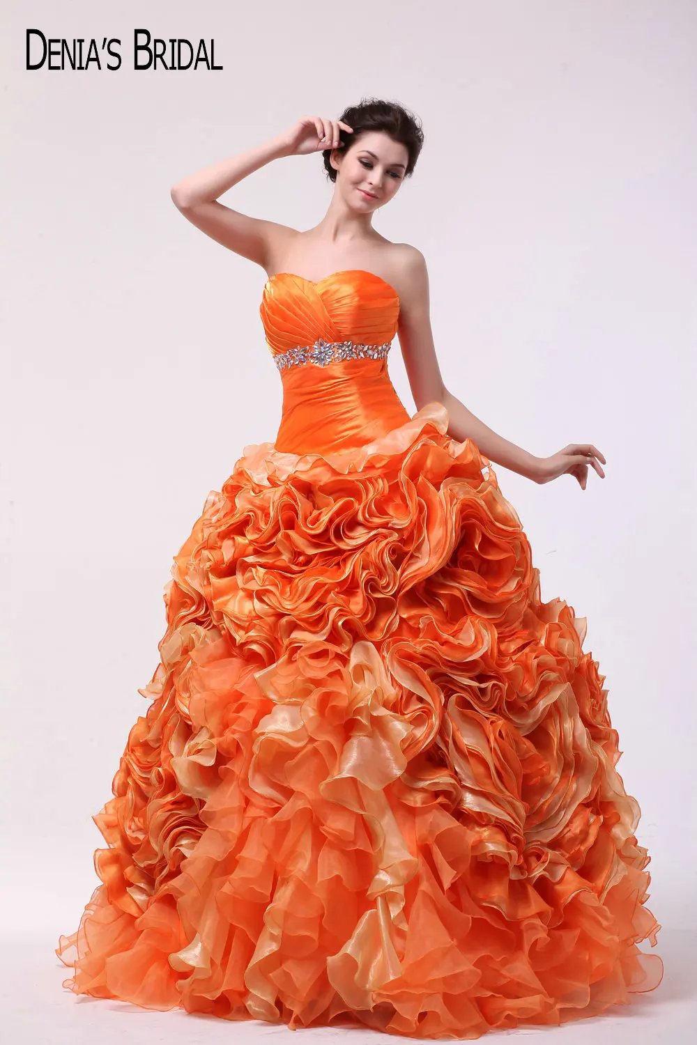 orange ball gown