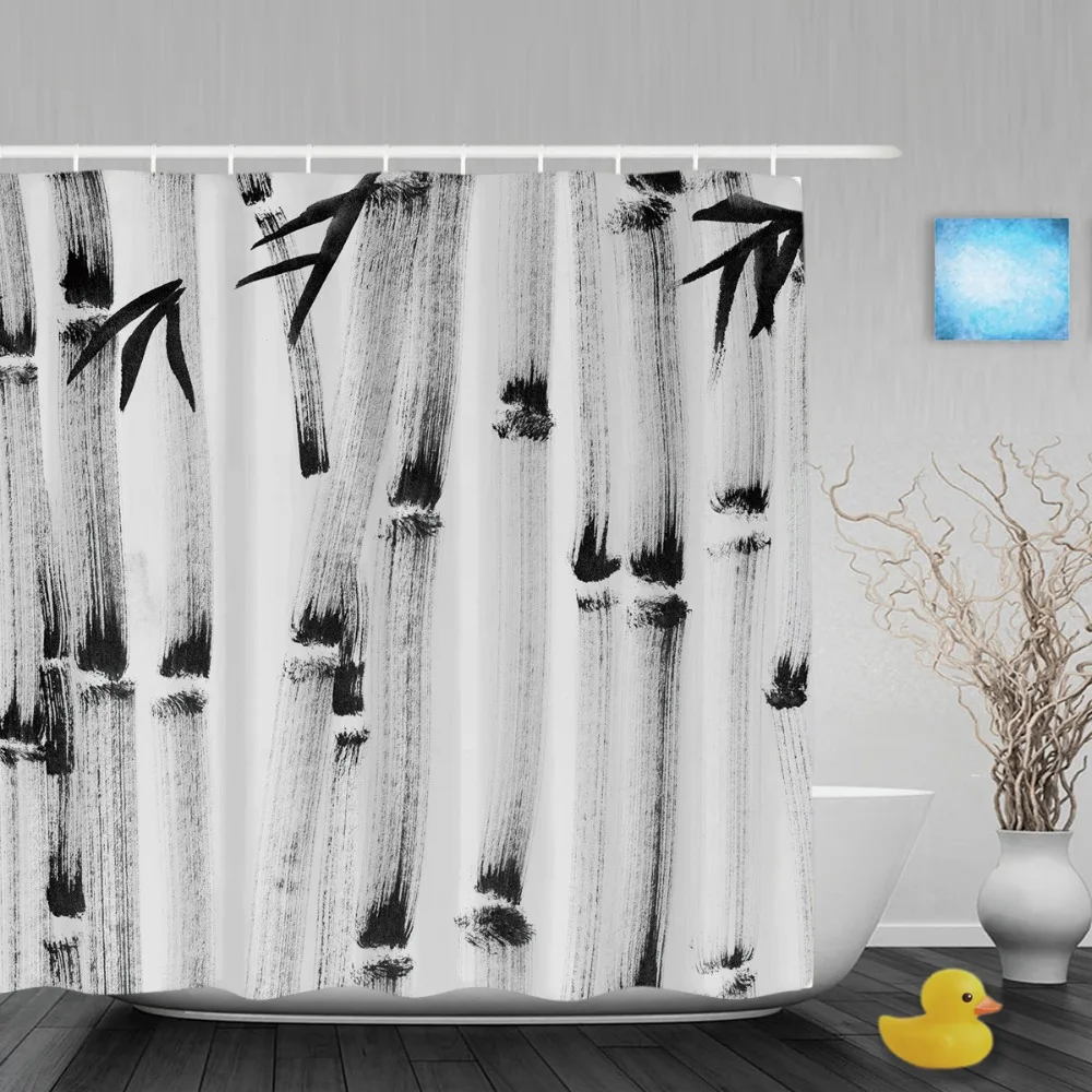 Buy Chinese Style Shower Curtain Ink Painting Bamboo
