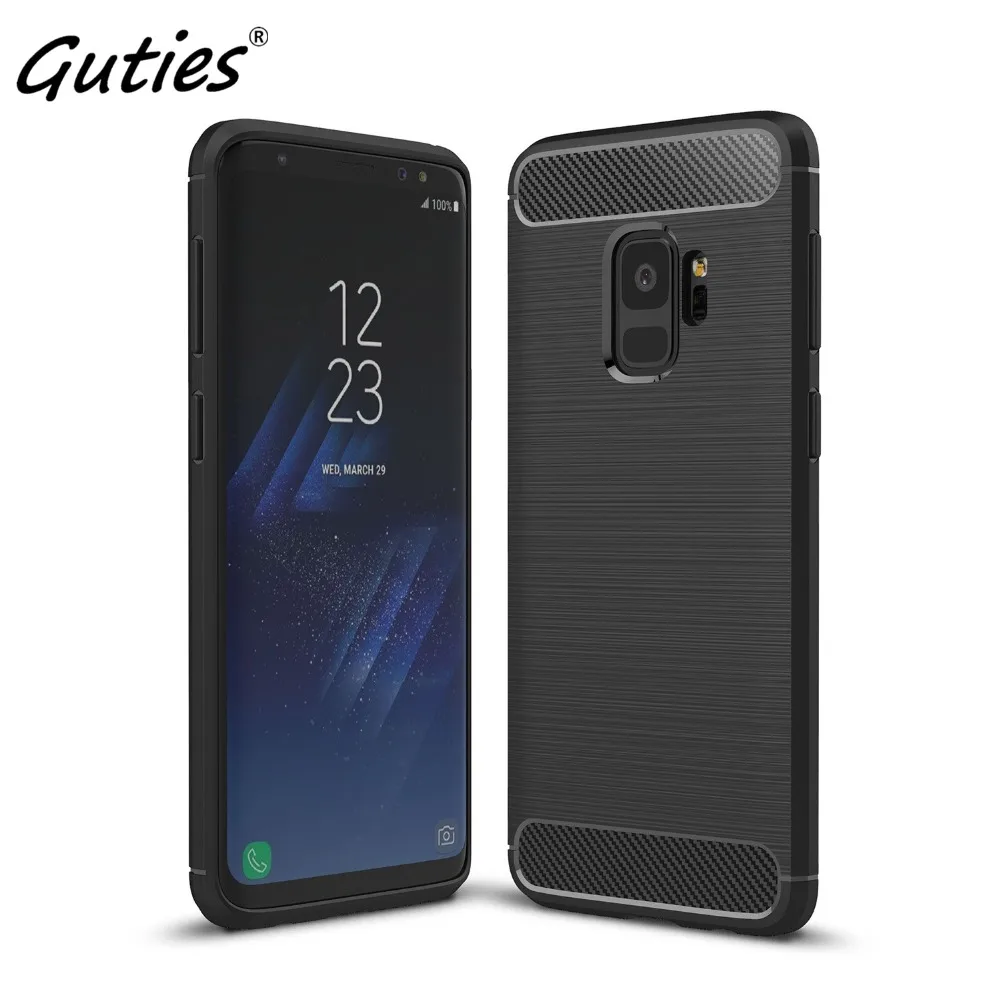Чехол Guties для Samsung Galaxy S9 Plus из углеродного волокна Мягкий ТПУ силиконовый матовый
