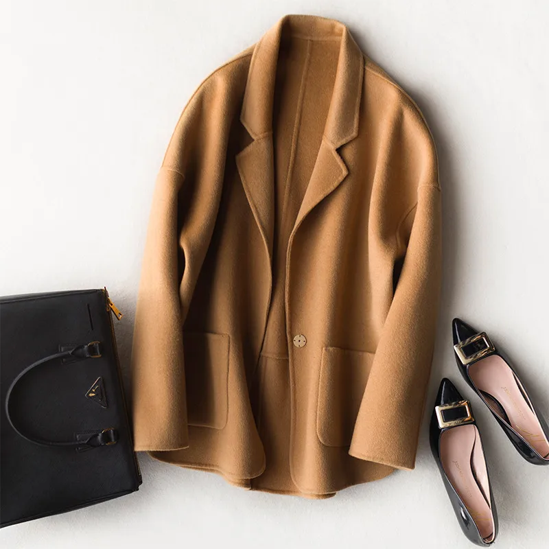 

2018 New Autumn Winter Fashion Short 100% Wool Cashmere Women Coats Double Side Wool Coat Female Casaco Feminino F11230