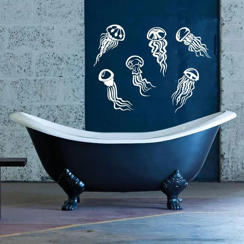 

Ocean Sea Decoration Jellyfish Wall Sticker Vinyl Art Home Decor Bathroom Decals Interior Waterproof Wash Basin Mural Room 3317