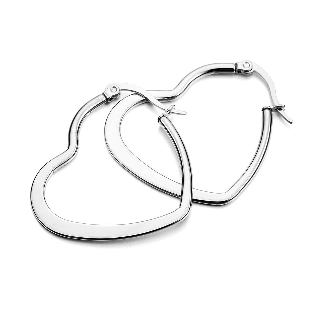 

Stainless steel stud plugs hoop earrings ear studs silver plated Heart-shaped unique polished ladies