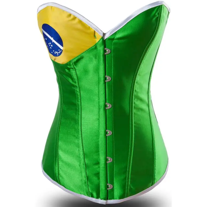 Fashion Lady Brazil Flag Pin Up Corset Body Cincher Top Bustier Corset
