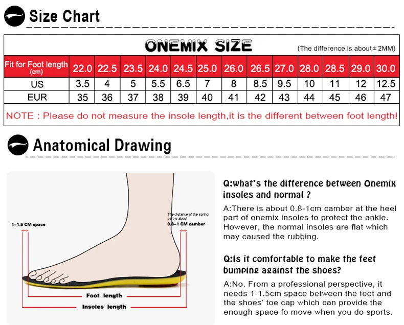 ONEMIX спортивная обувь для мужчин с воздушной подушкой, улучшенная мягкая дезодорирующая стелька для занятий спортом на открытом воздухе 1118B