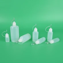 50ml Needle Squeeze Empty Bottle Metal Needle Cap White Plastic Dropper Bottles