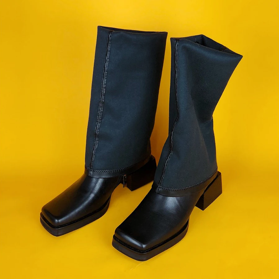 Prova Perfetto черные эластичные Кожаные Сапоги выше колена женские ...