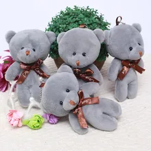 NEELUCKY 12cm New Cute Bear Ornaments Plush Toys Bags and Pendants Bag Decoration Key Ring Doll