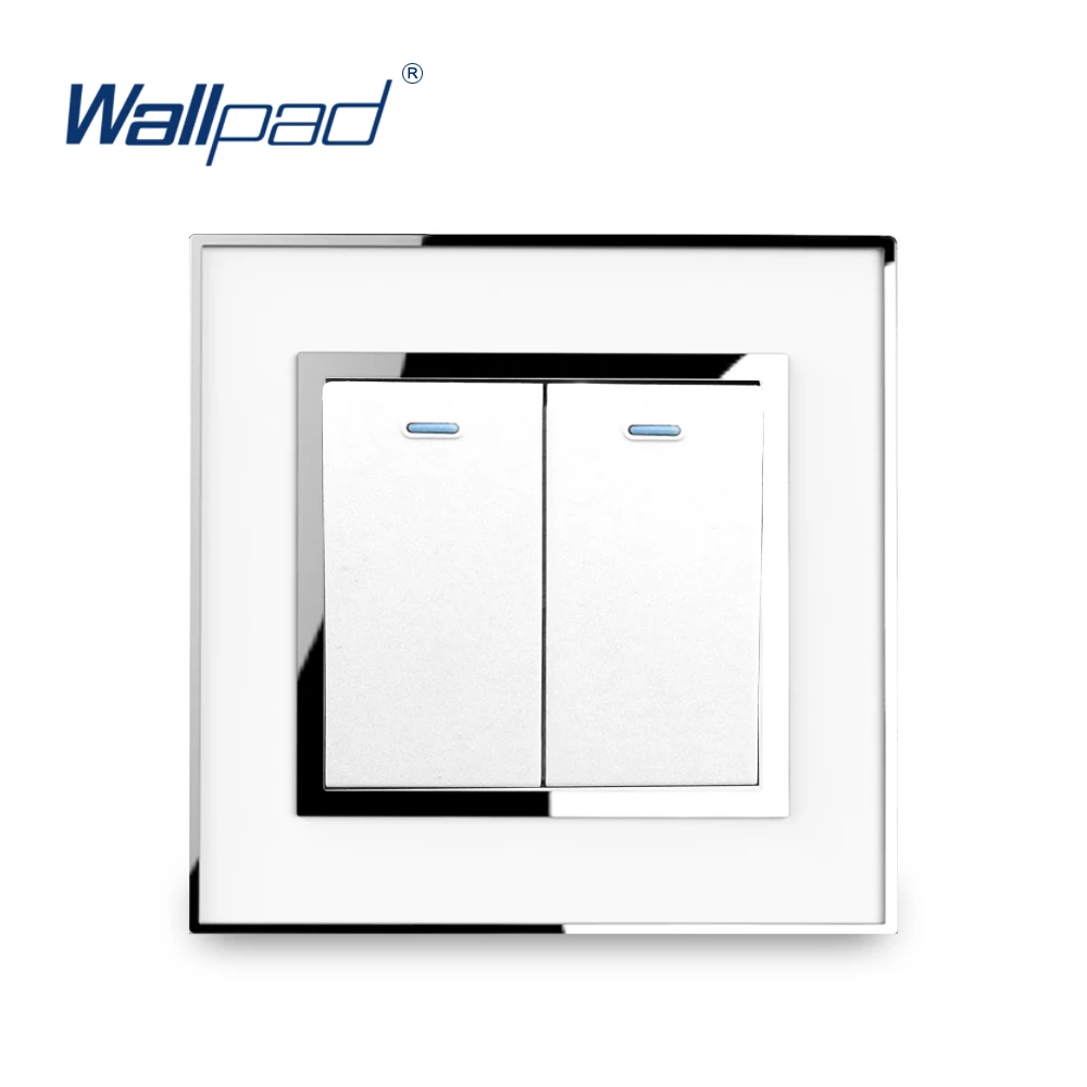

2 Gang 1 Way Light Switch Acrylic Mirror Wallpad Rocker 2 Gang Push Button Power Supply Wall Lamp Switches