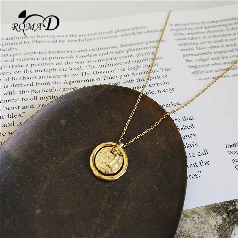 

Romad 925 sterling silver Eternal love gold pendant necklace seas run dry rocks crumble creative neckalce for women jewelry