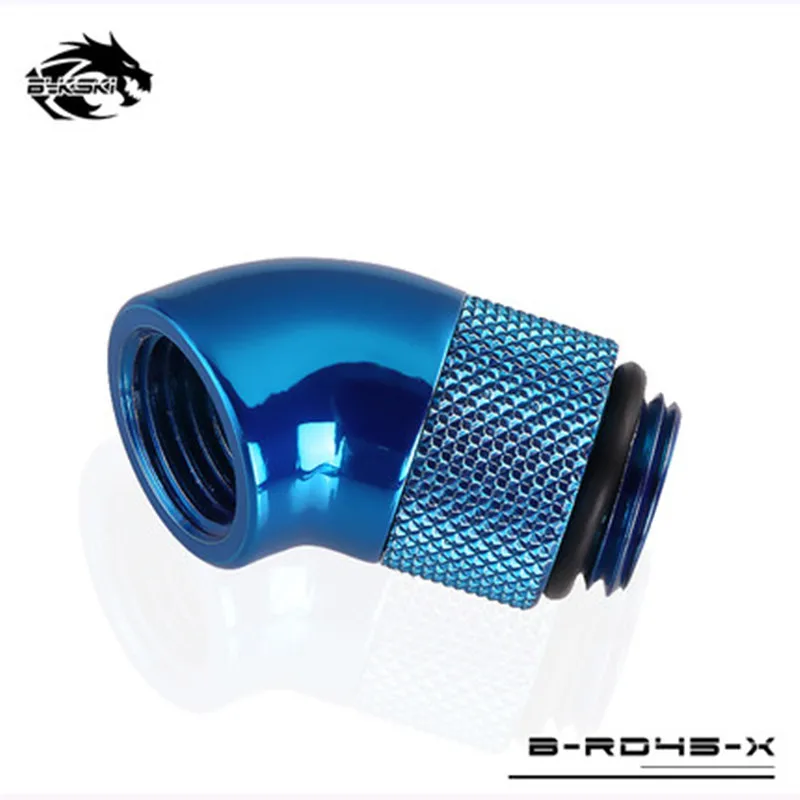Bykski Diamond 90 или 45 градусов вращающийся Локоть Женский-мужской вращающийся фитинг G1/4 для ПК водяного охлаждения - Цвет лезвия: Blue 45
