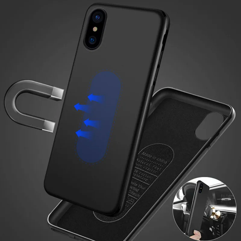 

For iphone 7 7plus Phone Case Magnetic Car Holder Case for iphone 8 6 6s plus X XS MAX XR Soft TPU Magnet Cover with Metal Plate
