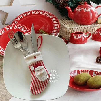 

3Pcs/Set Handmade New Year Christmas Tree Pendant Socks Decoration Sacks Candy Gifts Holders Bags Home Party Ornaments 13.5x9