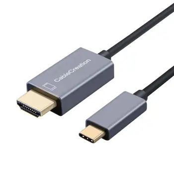 

USB C to HDMI 4K@60Hz, CableCreation 6 Feet USB Type C (Compatible Thunderbolt 3) to HDMI Cable, Gray/White