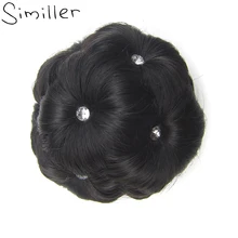 Similler синтетические волосы кудрявый шиньон Бун пончик клип в шиньон для женщин высокотемпературное волокно со стразами