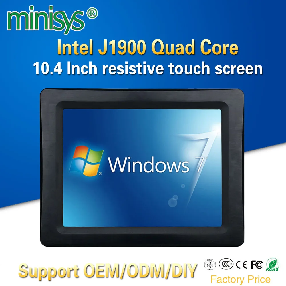 Minisys 10,4 ''тайваньский 5-проводной резистивный сенсорный экран мини ПК Intel J1900 четырехъядерный 2 COM порт все-в-одном планшетный компьютер