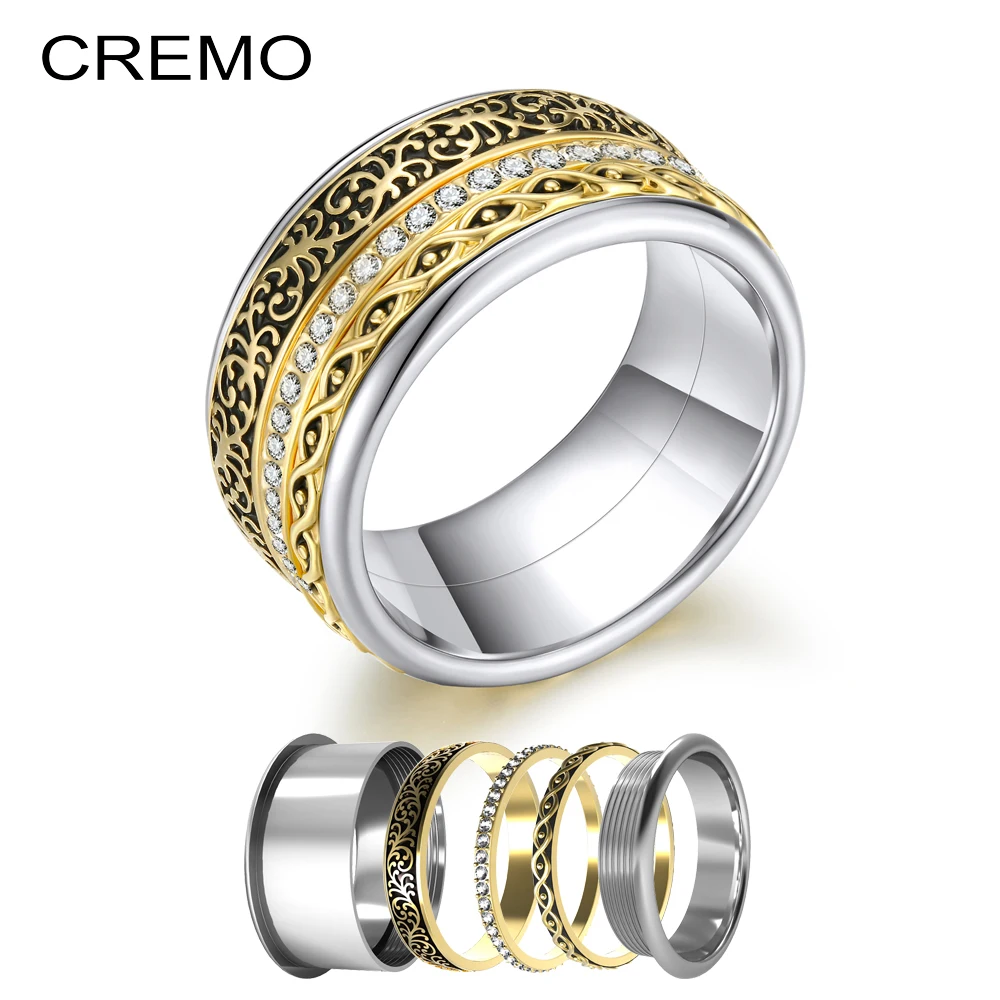 Женское золотое кольцо Cremo поворотный набор из нержавеющей стали коллекция