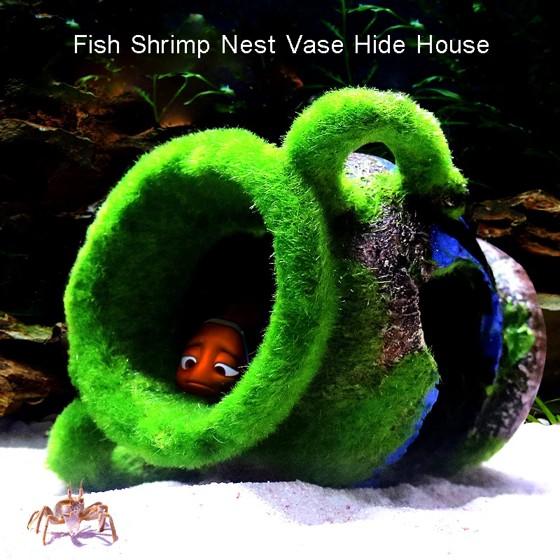 

Fish Shrimp Nest Vase Hide House Landscaping with Moss for Aquarium Decoration