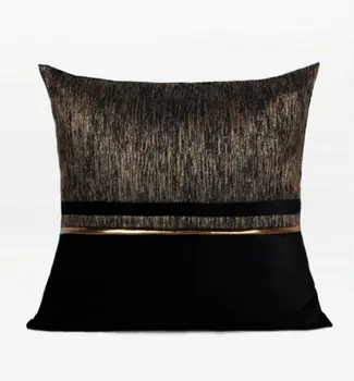 

Simple Modern Nordic Villa Pillowcase Cushion Black Gold Jacquard Stitching Square Cushion Cover High-end Throw