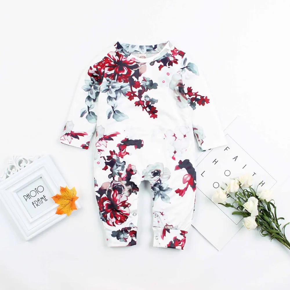 

Infant Newborn Baby Girls Clothing White Full Sleeve Toddler Flower Romper Jumpsuit Tiny Cottons Little Children's Overalls 0-2Y