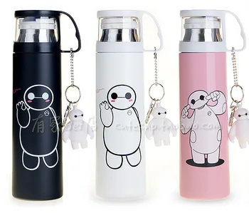 

Hot Sale 350/500ml Stainless Steel Thermal Insulation Thermos Vacuum Flask Travel Mug Baymax Thermos cartoon Cup Bonus Pendant