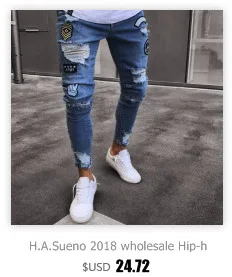 H. A. Sueno 2019 high street Multi-pocket мужские джинсы свободный крой мужские шаровары плюс размер 42 мужские джинсы прямая доставка/5