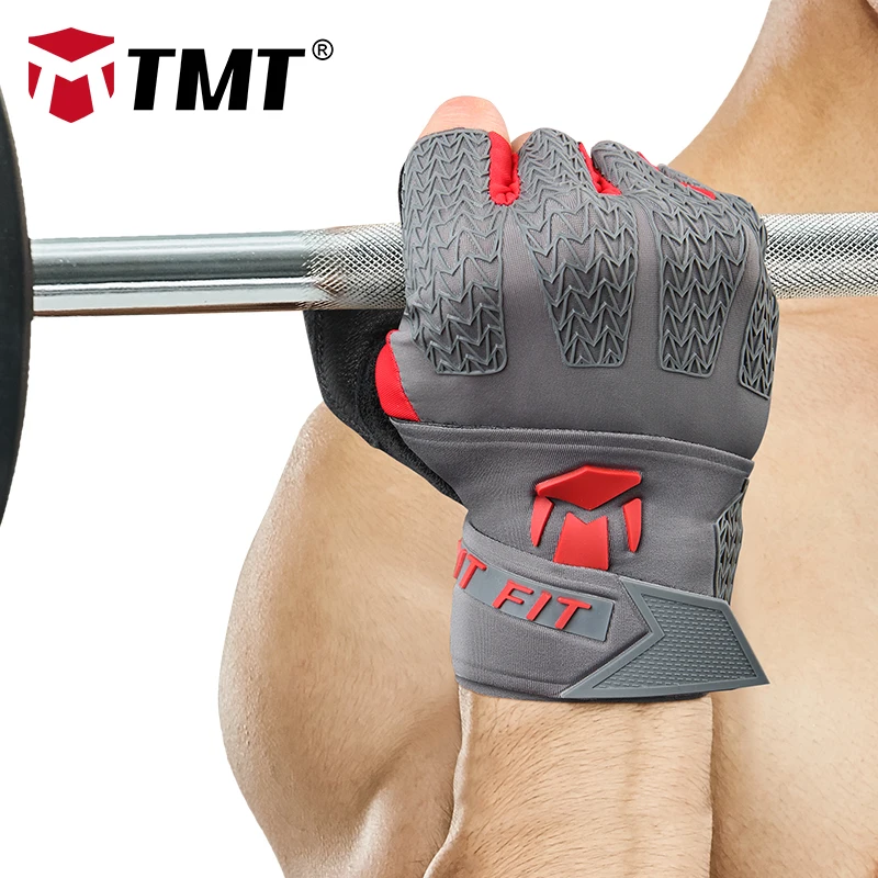 

TMT goatskin gym gloves gym equipment crossfit dumbbell bodybuilding Weight Lifting Wrist Wrap Sports Exercise Training Fitness