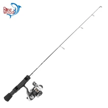 Зимний лед Рыбалка спиннингом комбо с высоким содержанием углерода Удочка для подледного лова комбо UL L ML: удилище и катушка, 61 см 63,5 см 66 см, черного цвета