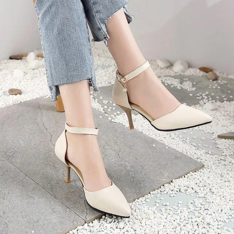 

Big Size 11 12 13 14 ladies high heels women shoes woman pumps High-heeled buckled shallow pointed single shoes