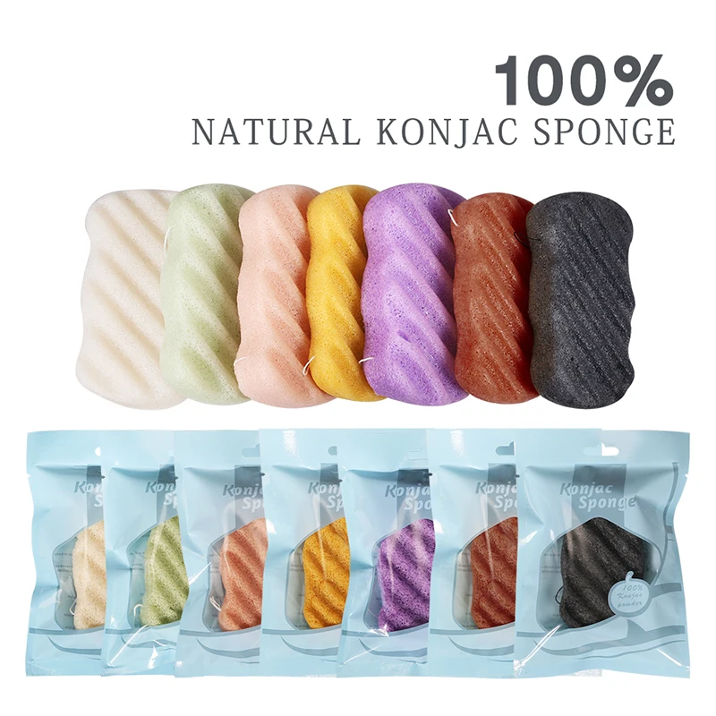 Мойка Konjac Губка натуральная Konjac для лица Puff для ванной для лица очищающее средство для лица моющиеся спонжики Exfoliator очищающее средство