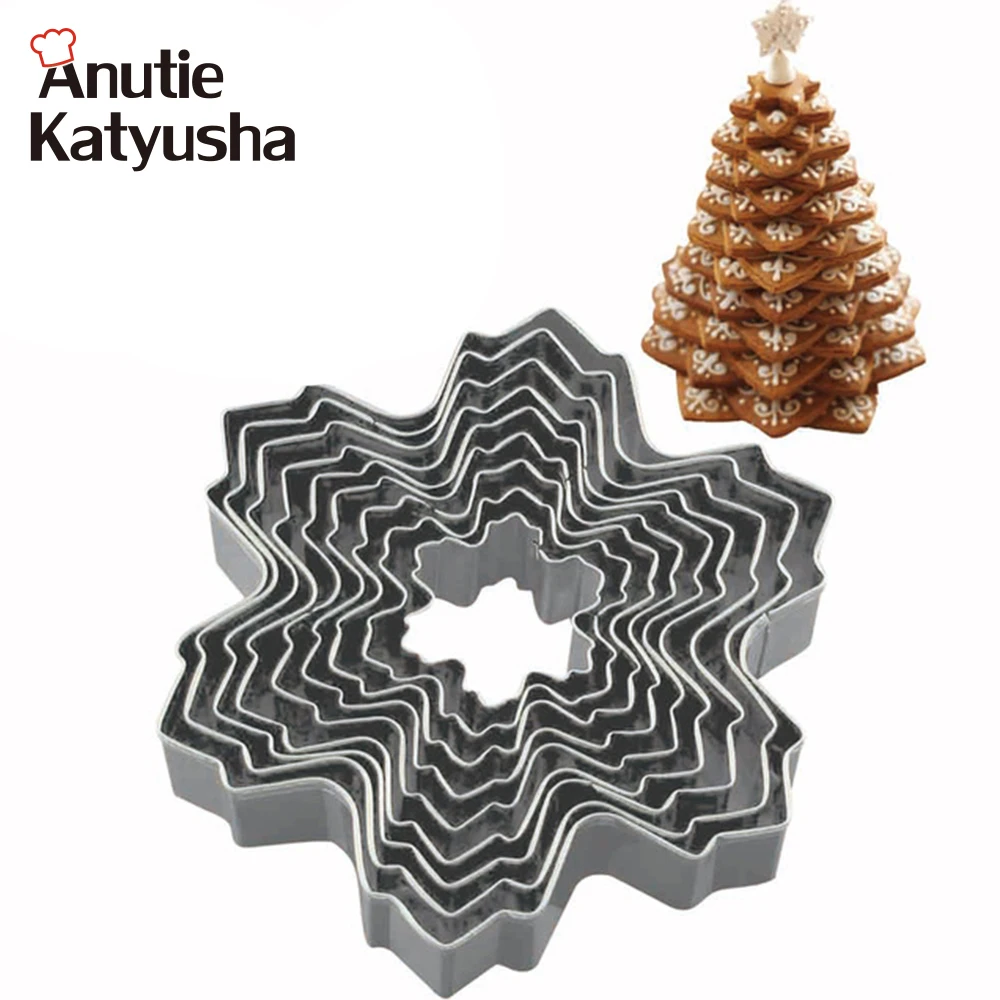 

9Pcs/Set Snowflake Stainless Steel Cookie Cutter Mould Biscuit Pastry Mold Cake Fondant Molds Cake Decoration Tool