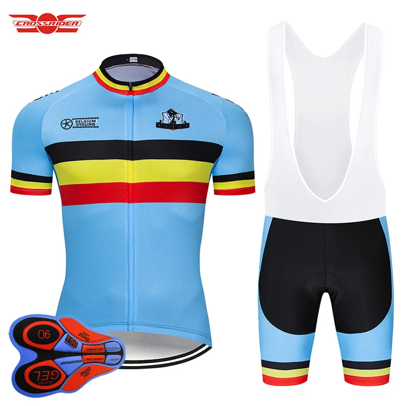 

Crossrider 2019 Belgium Cycling Jersey Set MTB Uniform Bike Clothing Breathable Bicycle Clothes Wear Men's Short Maillot Culotte