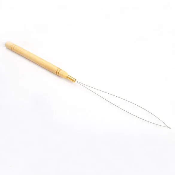 5 шт. крюк-удлинитель для волос Тяговая спицы для вязания Threader микрокольца, бусины петли деревянная ручка с железной проволокой