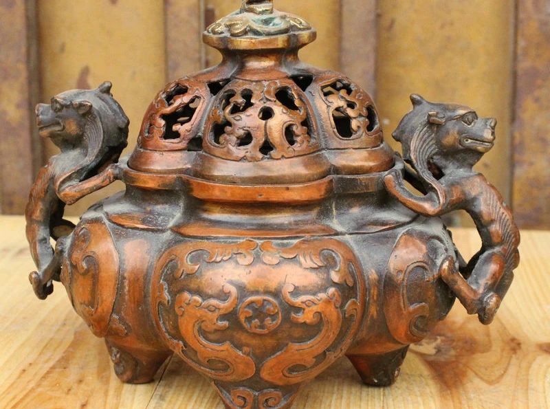 

8 Chinese Palace Bronze Chi Dragon Beast Statue Incense Burners Censer Incensory