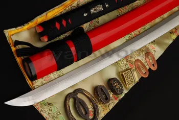

HIGH QUALITY 1095 CARBON STEEL CLAY TEMPERED+ABRASIVE HORN SAYA JAPANESE SAMURAI KATANA SWORD