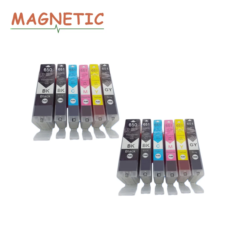 12X PGI650 CLI651 совместимый чернильный картридж для принтера Canon принтерам Pixma IP7260 MG5460