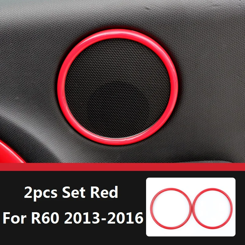ABS двери автомобиля Динамик крышка отделка Шестерни база украшения отделка кольцо крышки для Mini Cooper Countryman R60 2013 - Название цвета: 2pcs Red