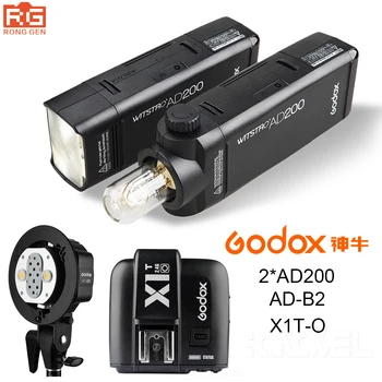 

2X Godox Pocket Outdoor Flash AD200 Convertible cap 2.4G Wireless 200WS TTL HSS 1/8000s sync+AD-B2+X1T-O for Olympus Panasonic