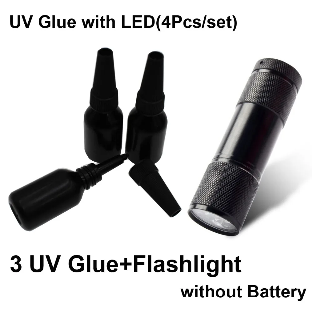 3Pcs UV Glue Liquid LED Ultraviolet Light Flashlight Super Rubber Metal