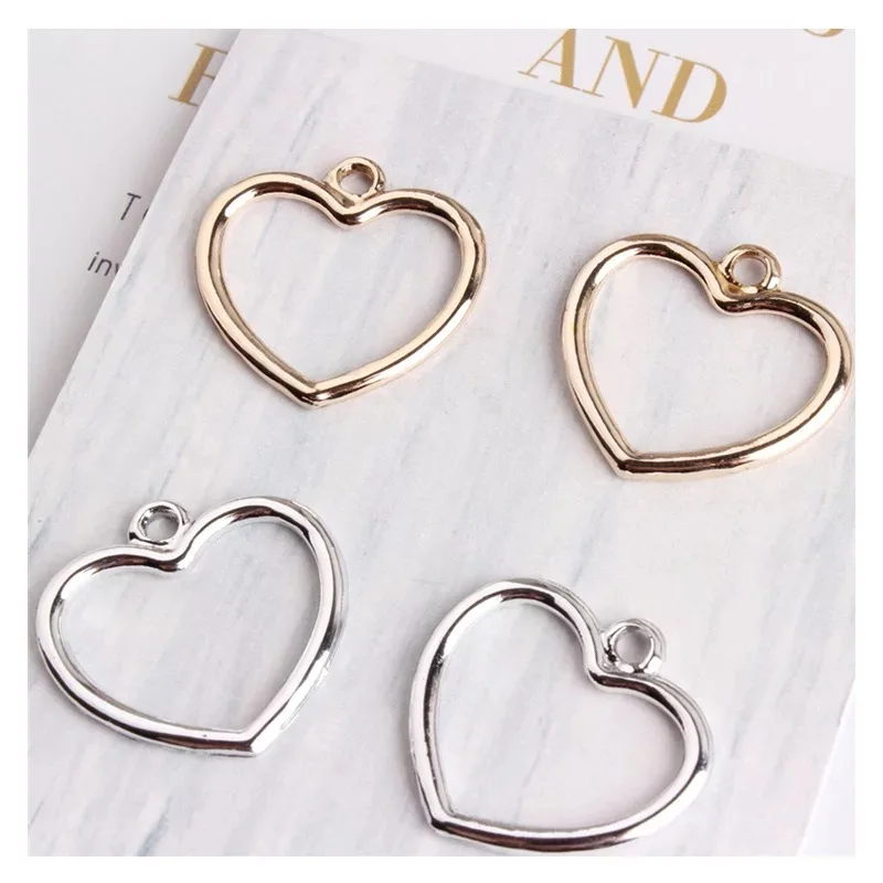 

6pcs Gold/Silver Color Heart Earring Making Findings Metal Pendant Charm Handmade DIY Fashion Jewelry Accessories for Women