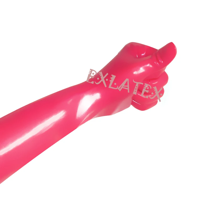 Latex Gloves Unisex Gloves Pink Short Latex Gloves Latex Rubber Mixed Toe Wrist Gloves Fetish Costume  Mittens (4)