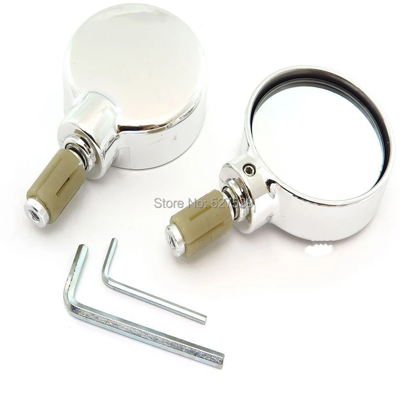 Un Paio Di Moto Custom Specchi Bar End Mirrors Round Specchio Convesso 7/8 "Per Vespa Gts Gtv 250 300