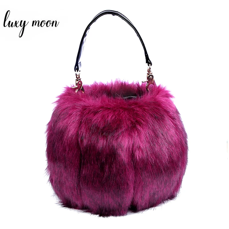 

Luxy Moon Faux Fur Women Handbags Bucket Plush Purse Winter Portable Fur Bag Fashion Female Crossbody Shoulder Bag ZD786