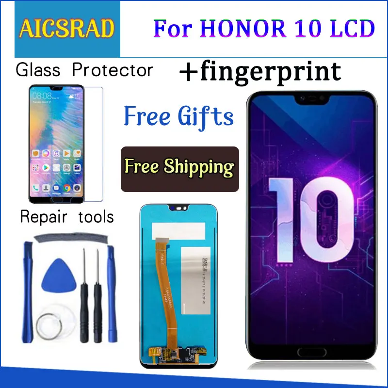 

Tested 5.84' For Huawei Honor 10 honor10 LCD Display +Touch Screen Digitizer Assembly Replacement +fingerprint COL-L29