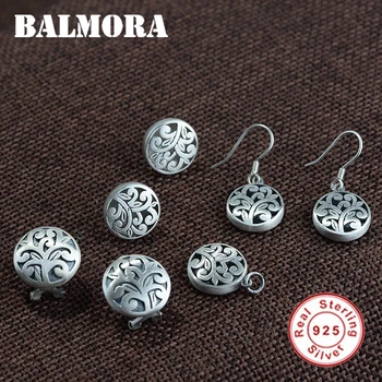 

BALMORA 925 Sterling Silver Tang Grass Pattern Matte Dangle Earrings for Women Bijoux Vintage Beautiful Jewelry Brincos SY13017