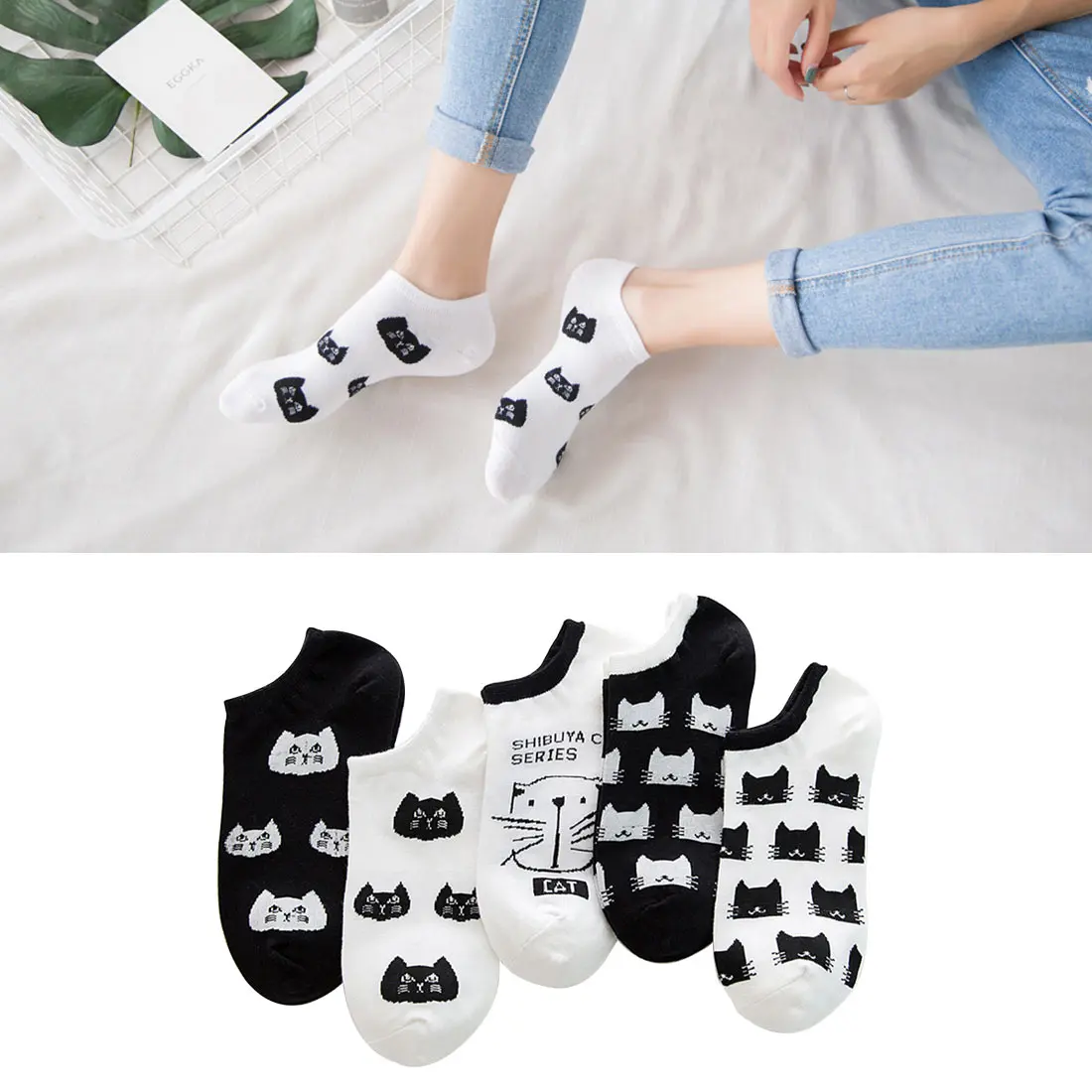 

Animal Cartoon Pattern Socks Candy Color Small Boat Sock Suit for Summer Breathable Casual low-cut liners socks