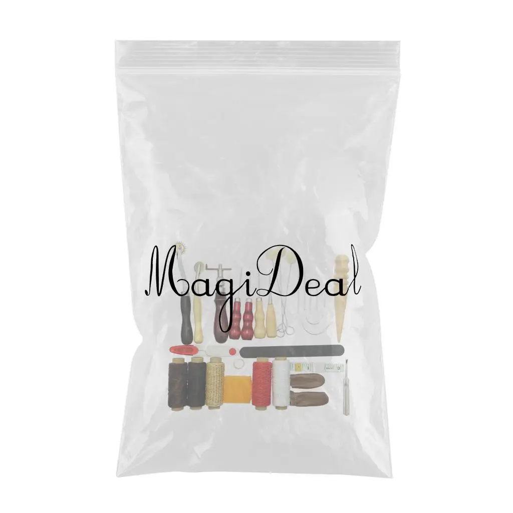31pcs Leather Craft Tool Kit DIY Hand Sewing Stitching Punch Carving Working